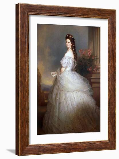 Elisabeth (Sissi), Empress of Austria in 1865 (Oil on Canvas)-Franz Xaver Winterhalter-Framed Giclee Print