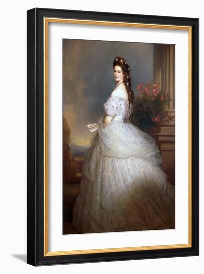 Elisabeth (Sissi), Empress of Austria in 1865 (Oil on Canvas)-Franz Xaver Winterhalter-Framed Giclee Print