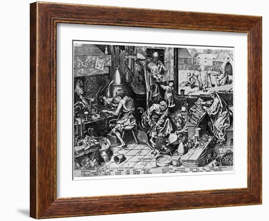 Elixir of Life: 'The Alchemist, 1558-Pieter Bruegel the Elder-Framed Giclee Print