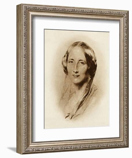 Elizabeth Cleghorn Gaskell Writer in 1851-George Richmond-Framed Art Print