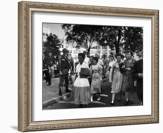 Elizabeth Eckford with Snarling Parents After turning Away From Entering Central High School-Francis Miller-Framed Photographic Print