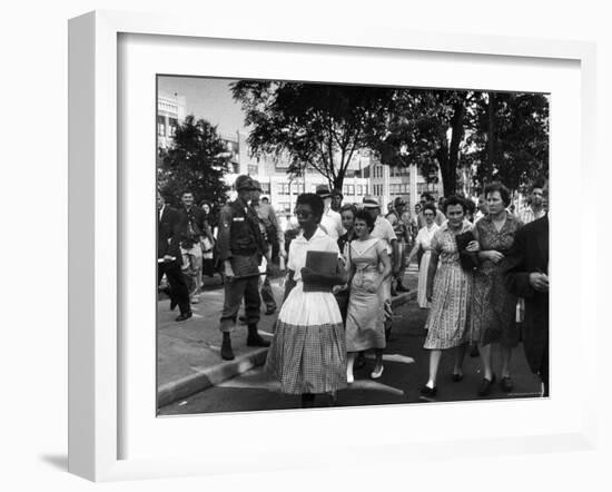 Elizabeth Eckford with Snarling Parents After turning Away From Entering Central High School-Francis Miller-Framed Photographic Print