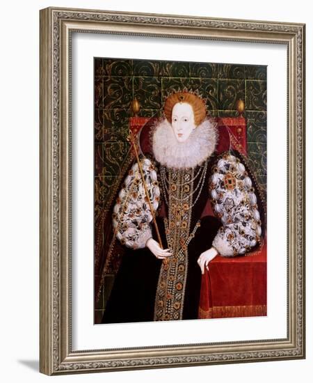 Elizabeth I, C.1590 (Oil on Panel)-English School-Framed Giclee Print
