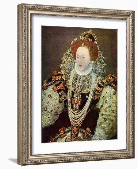 Elizabeth I, Queen of England and Ireland, C1588, (C1902-190)-George Gower-Framed Giclee Print