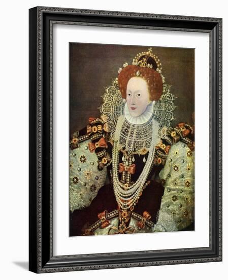 Elizabeth I, Queen of England and Ireland, C1588, (C1902-190)-George Gower-Framed Giclee Print