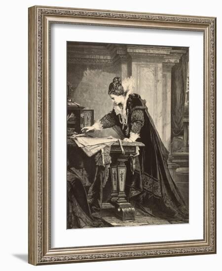 Elizabeth I Signs the Death Sentence of Maria Stuart-null-Framed Giclee Print