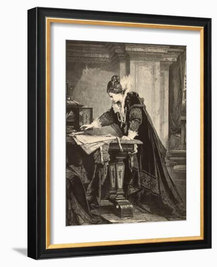 Elizabeth I Signs the Death Sentence of Maria Stuart-null-Framed Giclee Print