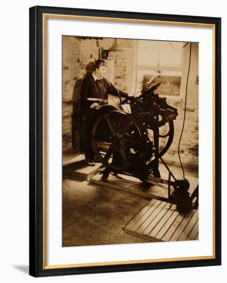 Elizabeth McCausland at her Printing Press, ca. 1935; Archive of American Art-null-Framed Photographic Print