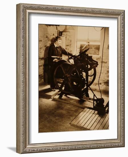 Elizabeth McCausland at her Printing Press, ca. 1935; Archive of American Art-null-Framed Photographic Print