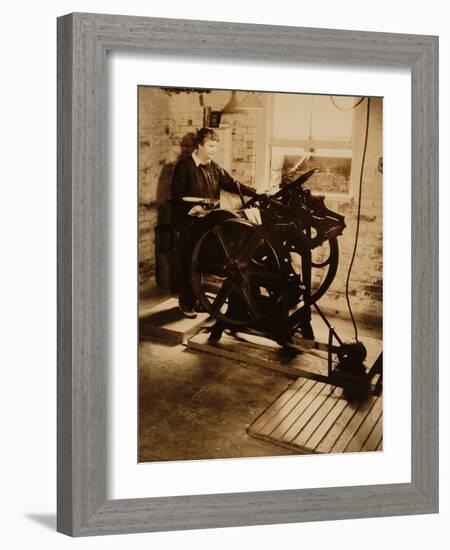 Elizabeth McCausland at her Printing Press, ca. 1935; Archive of American Art-null-Framed Photographic Print