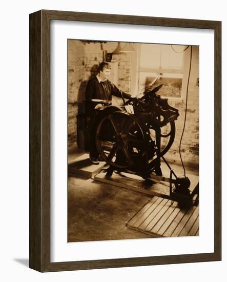 Elizabeth McCausland at her Printing Press, ca. 1935; Archive of American Art-null-Framed Photographic Print