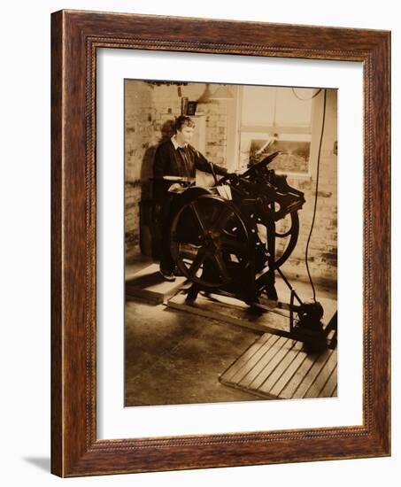 Elizabeth McCausland at her Printing Press, ca. 1935; Archive of American Art-null-Framed Photographic Print