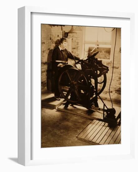 Elizabeth McCausland at her Printing Press, ca. 1935; Archive of American Art-null-Framed Photographic Print