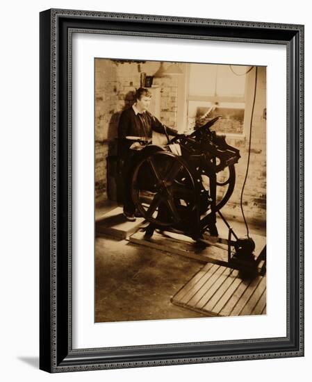 Elizabeth McCausland at her Printing Press, ca. 1935; Archive of American Art-null-Framed Photographic Print