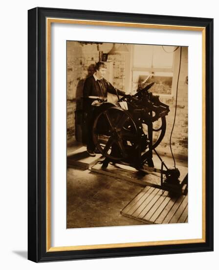 Elizabeth McCausland at her Printing Press, ca. 1935; Archive of American Art-null-Framed Photographic Print