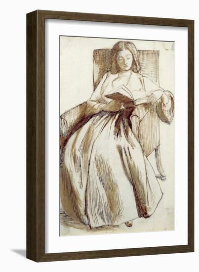 Elizabeth Siddal Reading a Book-Dante Gabriel Rossetti-Framed Giclee Print