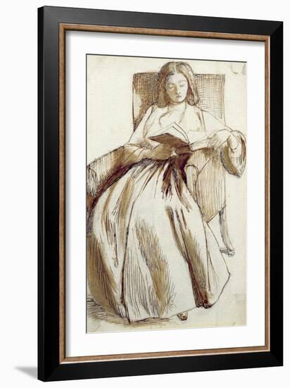 Elizabeth Siddal Reading a Book-Dante Gabriel Rossetti-Framed Giclee Print