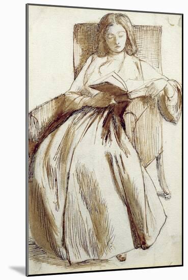 Elizabeth Siddal Reading a Book-Dante Gabriel Rossetti-Mounted Giclee Print