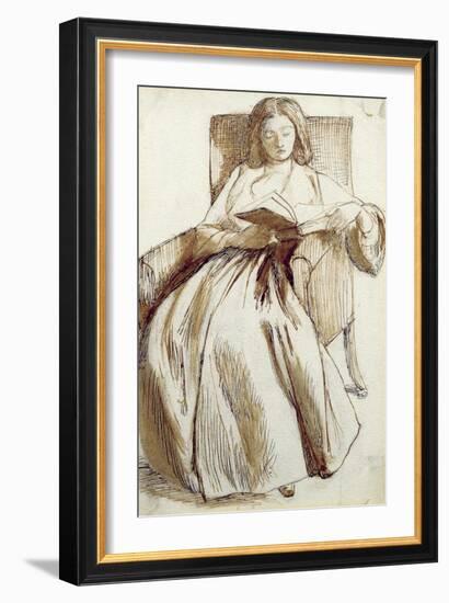 Elizabeth Siddal Reading a Book-Dante Gabriel Rossetti-Framed Giclee Print