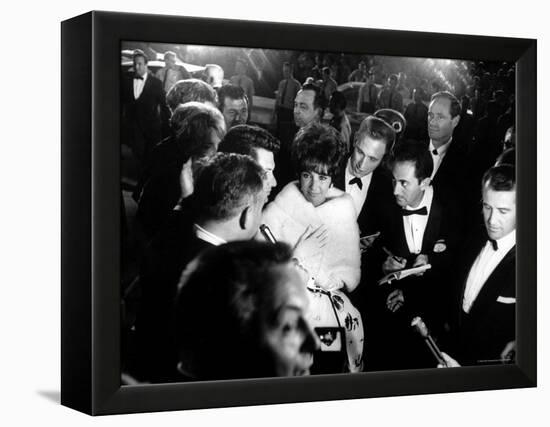 Elizabeth Taylor, After Winning an Oscar, in Crowd with Husband, Eddie Fisher-Grey Villet-Framed Premier Image Canvas