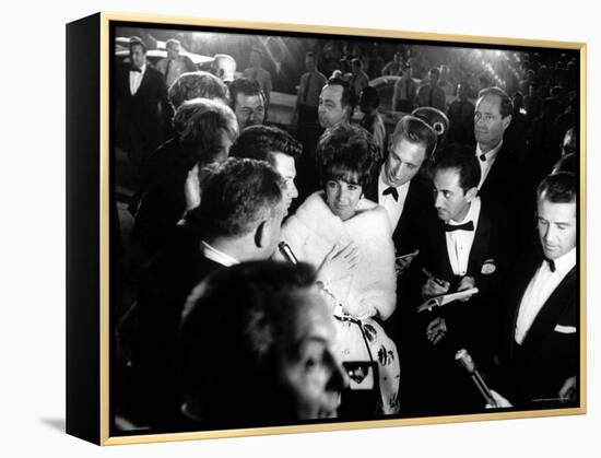 Elizabeth Taylor, After Winning an Oscar, in Crowd with Husband, Eddie Fisher-Grey Villet-Framed Premier Image Canvas