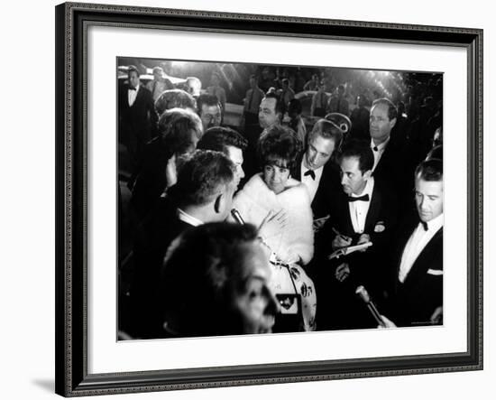 Elizabeth Taylor, After Winning an Oscar, in Crowd with Husband, Eddie Fisher-Grey Villet-Framed Premium Photographic Print