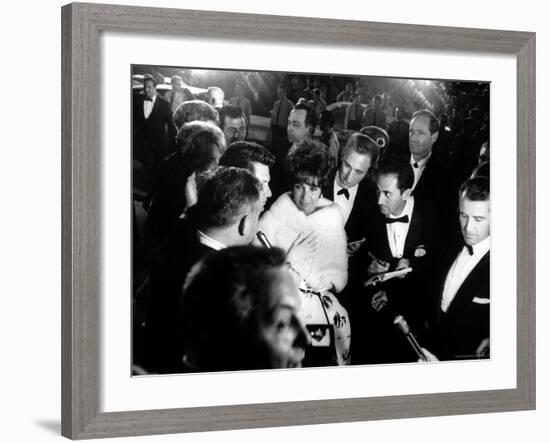 Elizabeth Taylor, After Winning an Oscar, in Crowd with Husband, Eddie Fisher-Grey Villet-Framed Premium Photographic Print