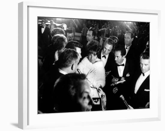 Elizabeth Taylor, After Winning an Oscar, in Crowd with Husband, Eddie Fisher-Grey Villet-Framed Premium Photographic Print