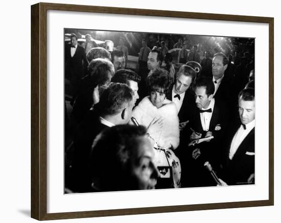 Elizabeth Taylor, After Winning an Oscar, in Crowd with Husband, Eddie Fisher-Grey Villet-Framed Premium Photographic Print