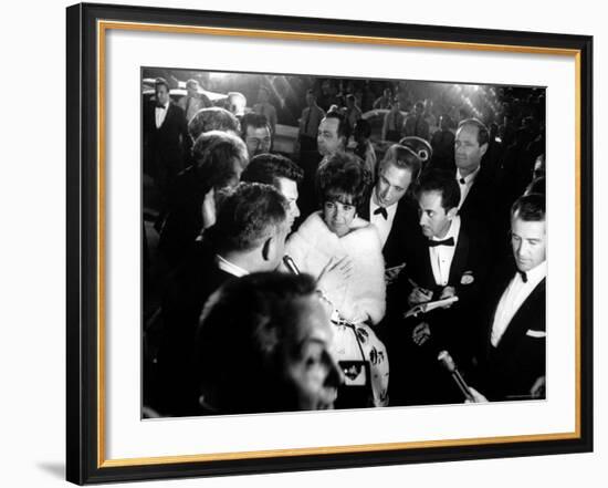 Elizabeth Taylor, After Winning an Oscar, in Crowd with Husband, Eddie Fisher-Grey Villet-Framed Premium Photographic Print