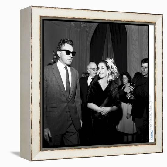 Elizabeth Taylor and Her Husband Richard Burton at a Party-Therese Begoin-Framed Premier Image Canvas