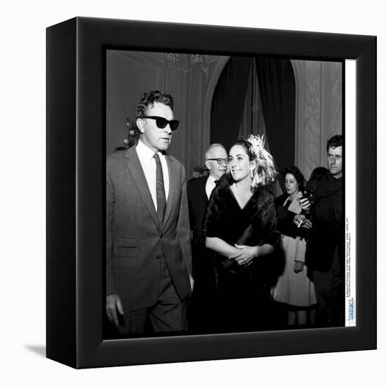 Elizabeth Taylor and Her Husband Richard Burton at a Party-Therese Begoin-Framed Premier Image Canvas
