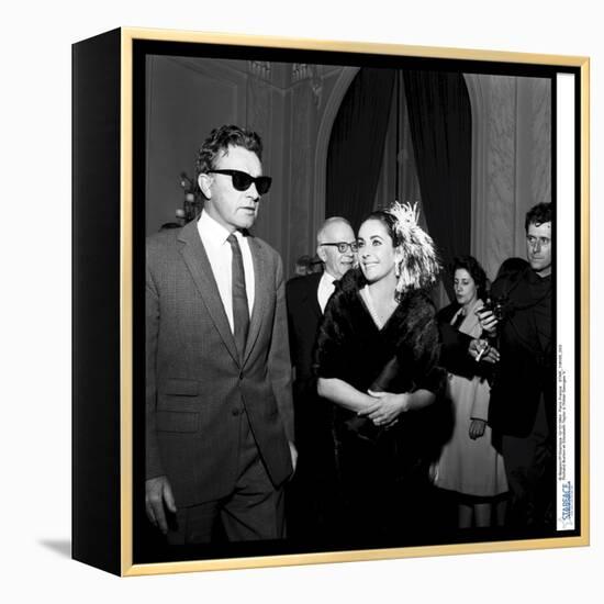 Elizabeth Taylor and Her Husband Richard Burton at a Party-Therese Begoin-Framed Premier Image Canvas