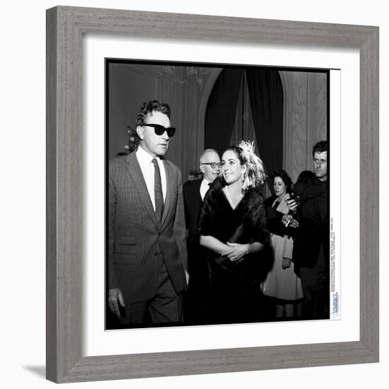 Elizabeth Taylor and Her Husband Richard Burton at a Party-Therese Begoin-Framed Photographic Print