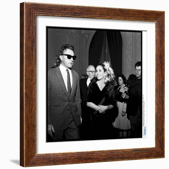 Elizabeth Taylor and Her Husband Richard Burton at a Party-Therese Begoin-Framed Photographic Print