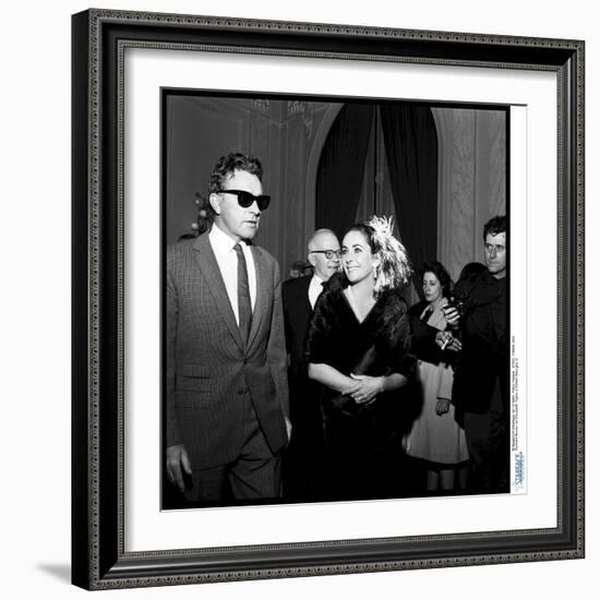 Elizabeth Taylor and Her Husband Richard Burton at a Party-Therese Begoin-Framed Photographic Print