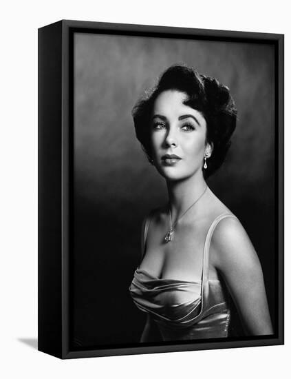 Elizabeth Taylor (b/w photo)-null-Framed Stretched Canvas