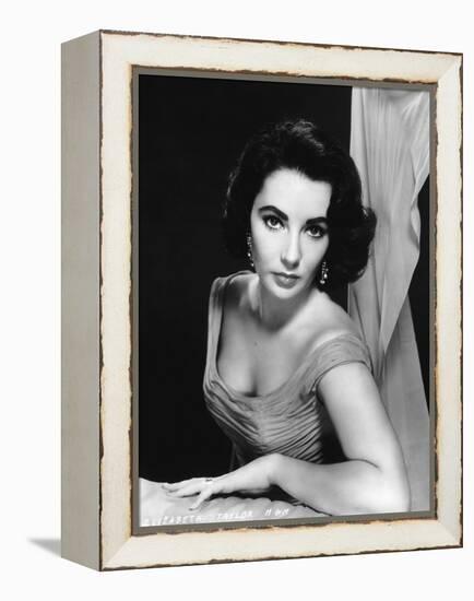 Elizabeth Taylor (b/w photo)-null-Framed Stretched Canvas