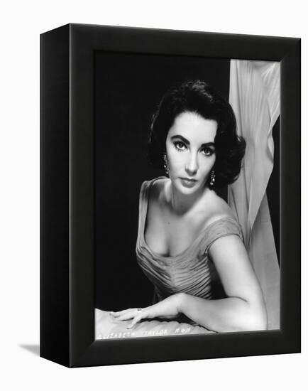 Elizabeth Taylor (b/w photo)-null-Framed Stretched Canvas