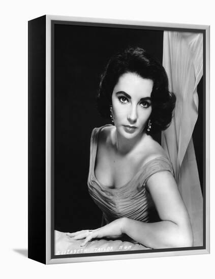 Elizabeth Taylor (b/w photo)-null-Framed Stretched Canvas