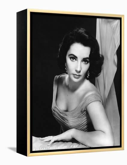 Elizabeth Taylor (b/w photo)-null-Framed Stretched Canvas