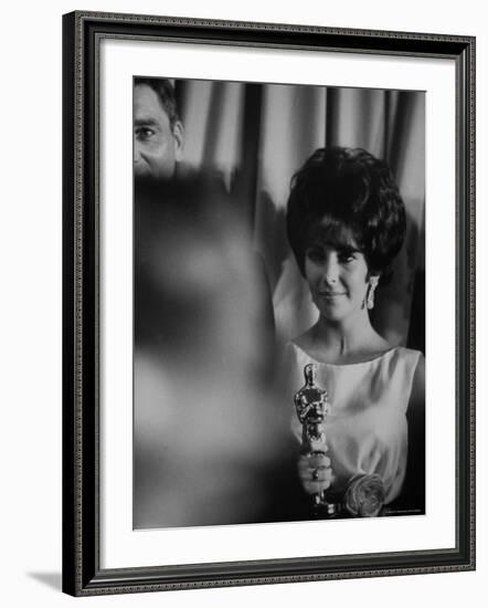 Elizabeth Taylor Winning an Oscar-Grey Villet-Framed Premium Photographic Print