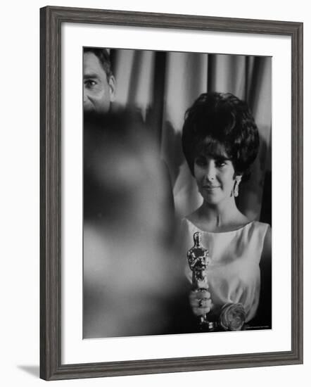 Elizabeth Taylor Winning an Oscar-Grey Villet-Framed Premium Photographic Print