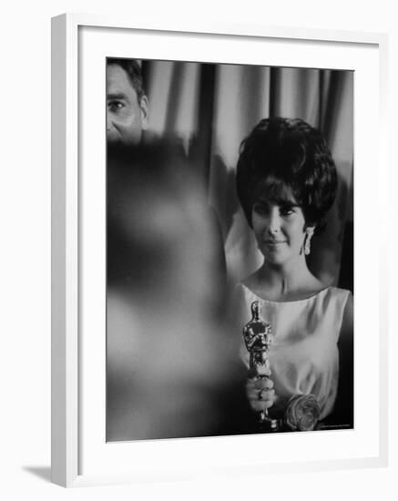 Elizabeth Taylor Winning an Oscar-Grey Villet-Framed Premium Photographic Print