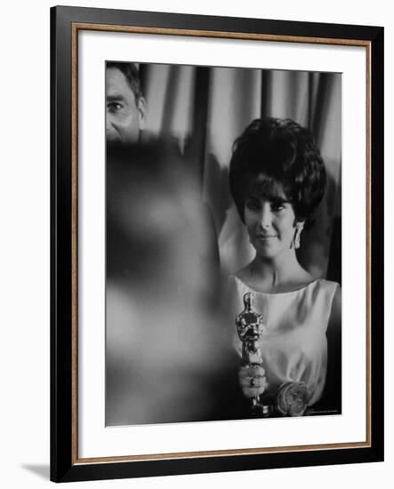Elizabeth Taylor Winning an Oscar-Grey Villet-Framed Premium Photographic Print