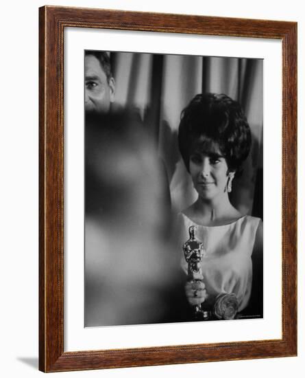 Elizabeth Taylor Winning an Oscar-Grey Villet-Framed Premium Photographic Print