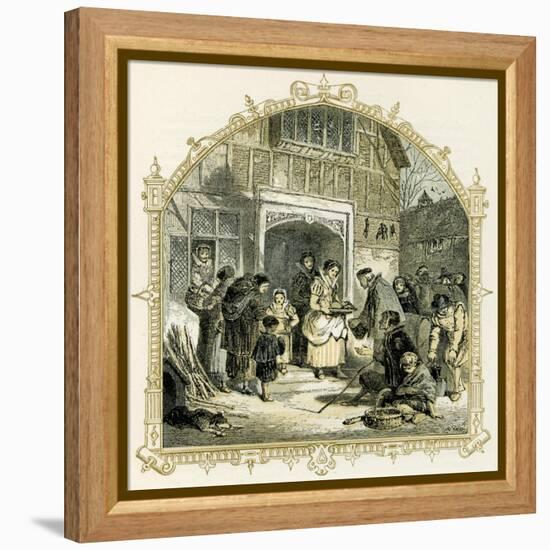 Elizabethan Christmas scene-Myles Birket Foster-Framed Premier Image Canvas