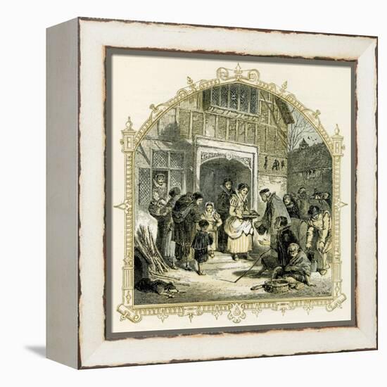 Elizabethan Christmas scene-Myles Birket Foster-Framed Premier Image Canvas