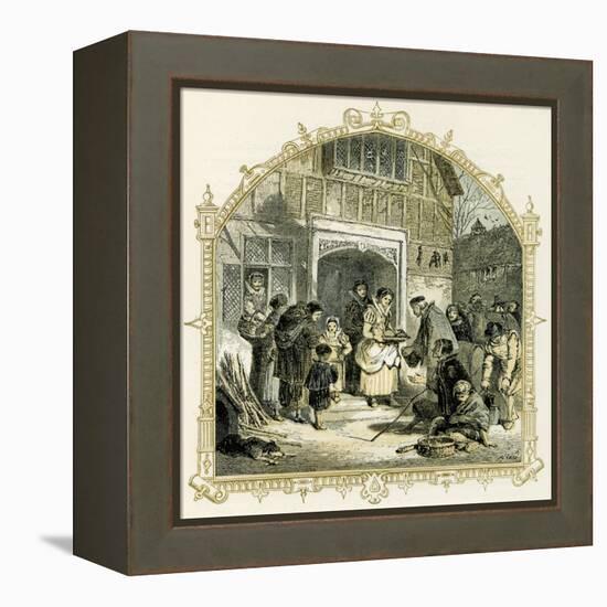 Elizabethan Christmas scene-Myles Birket Foster-Framed Premier Image Canvas