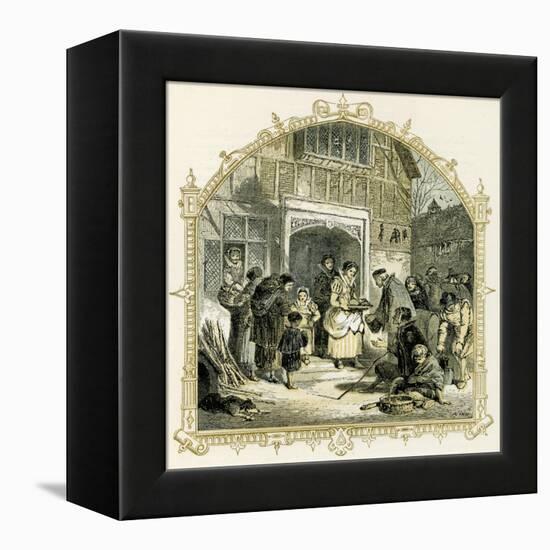 Elizabethan Christmas scene-Myles Birket Foster-Framed Premier Image Canvas